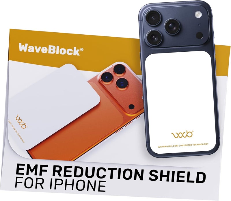 WAVEBLOCK EMF Blocker for Cell Phone - Made for iPhone 17 Pro - The Only Patented, Real Scientifically Backed, Lab-Tested 5G-Shield Sticker to Protect You & Your Loved Ones - USA Made White - Image 1